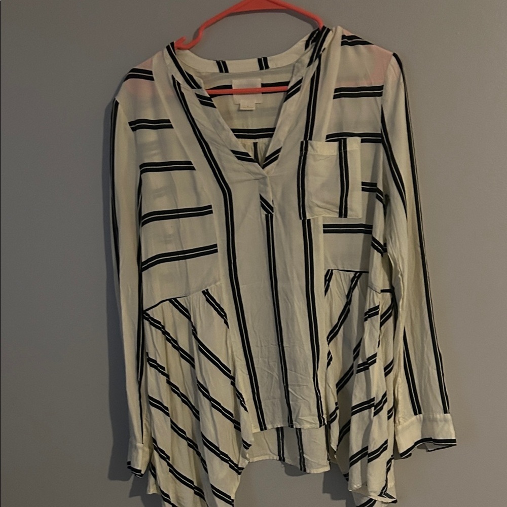 Maeve Black and White Striped Blouse